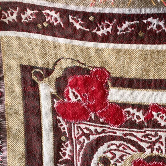 Vintage Woven Fringed Noel Christmas Themed 32 inch x 43 inch Tapestry Throw Bla - Picture 7 of 9